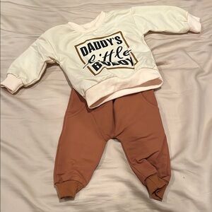 Kids Cream and Brown Sweatshirt and Pants Set
